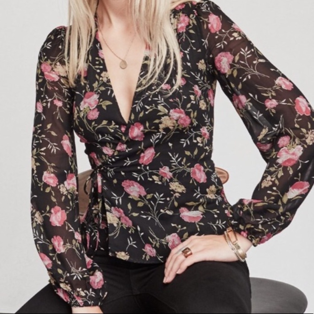 Reformation wrap around blouse